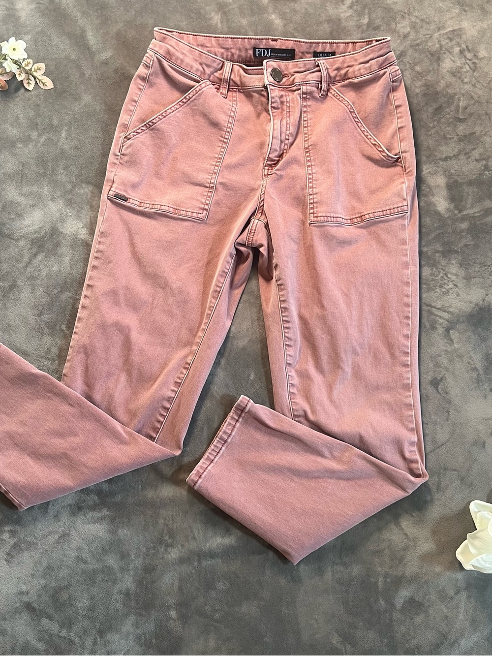 FDJ Pink Straight-Leg Utility Jeans for Women